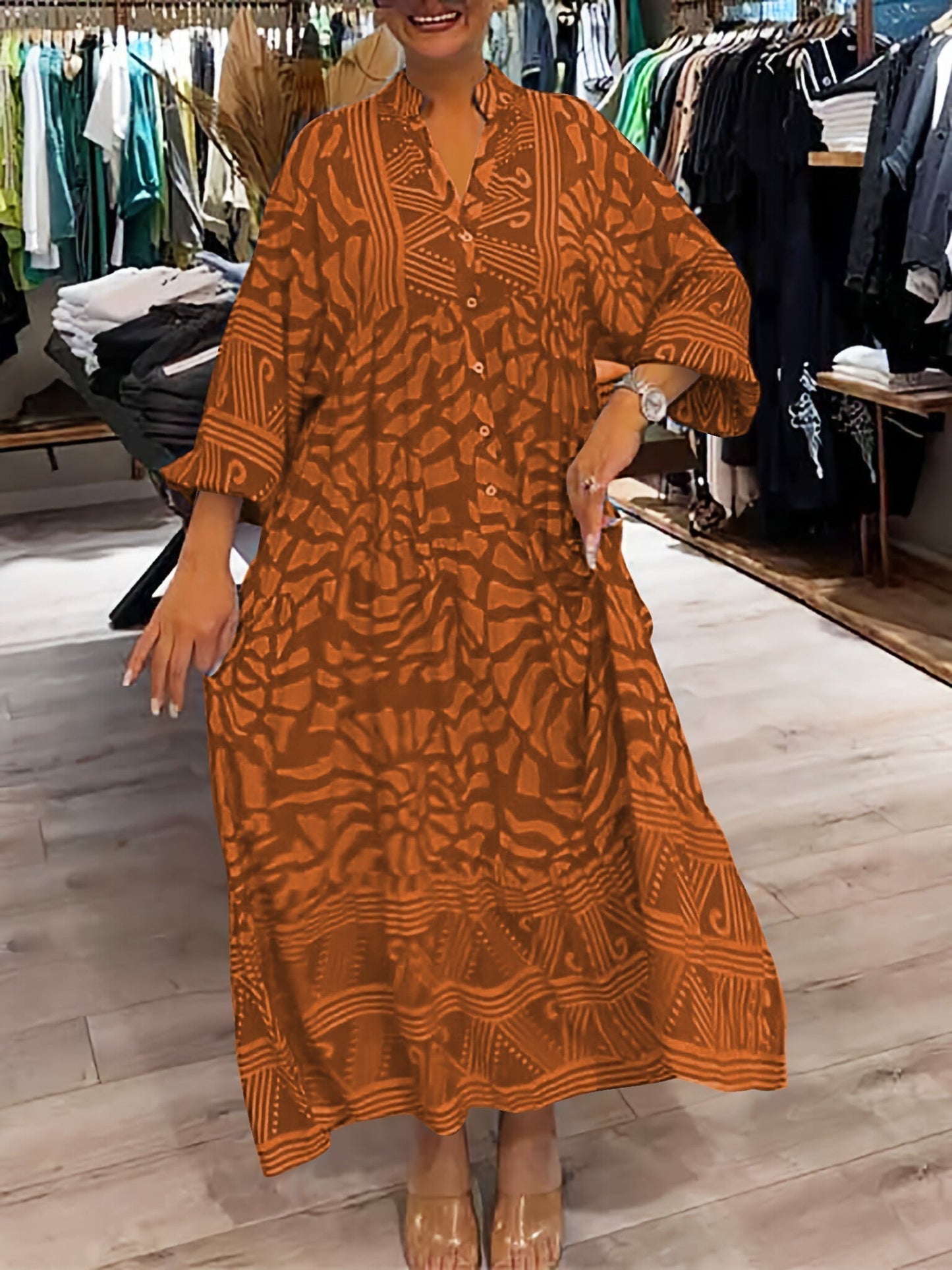 Mira | Printed Dress with V-Neck