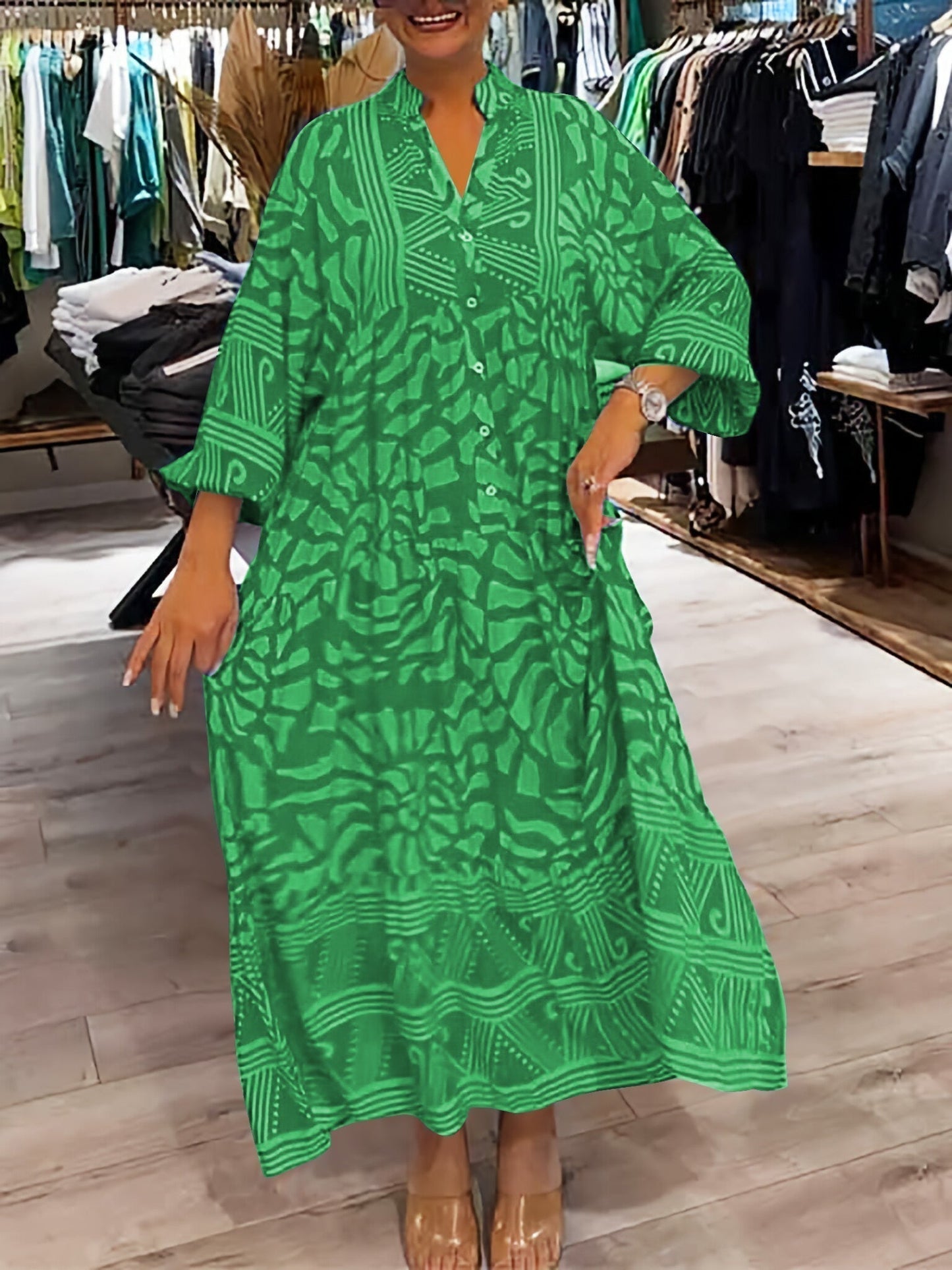 Mira | Printed Dress with V-Neck
