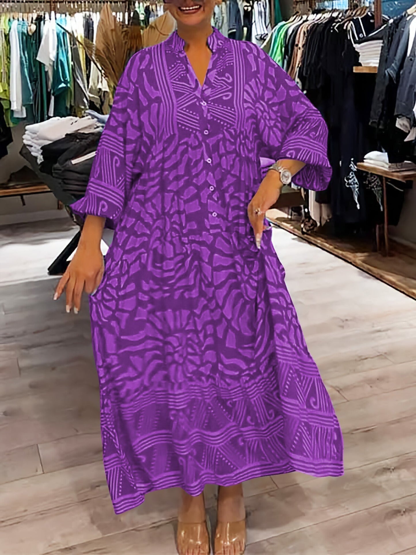 Mira | Printed Dress with V-Neck