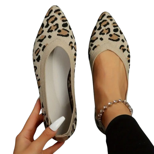 Liorane - Pointed Ballerina Flats with Leopard Print